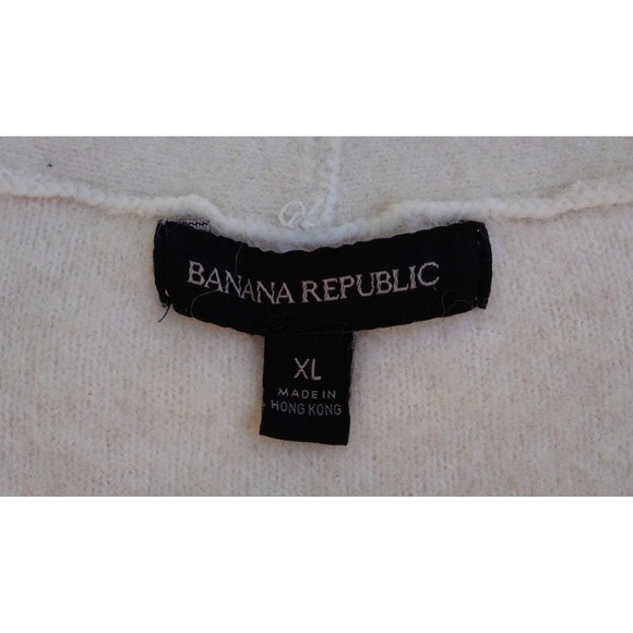 Banana Republic Ivory Wool/Alpaca Cardigan Sweater XL Button Front - Picture 5 of 7